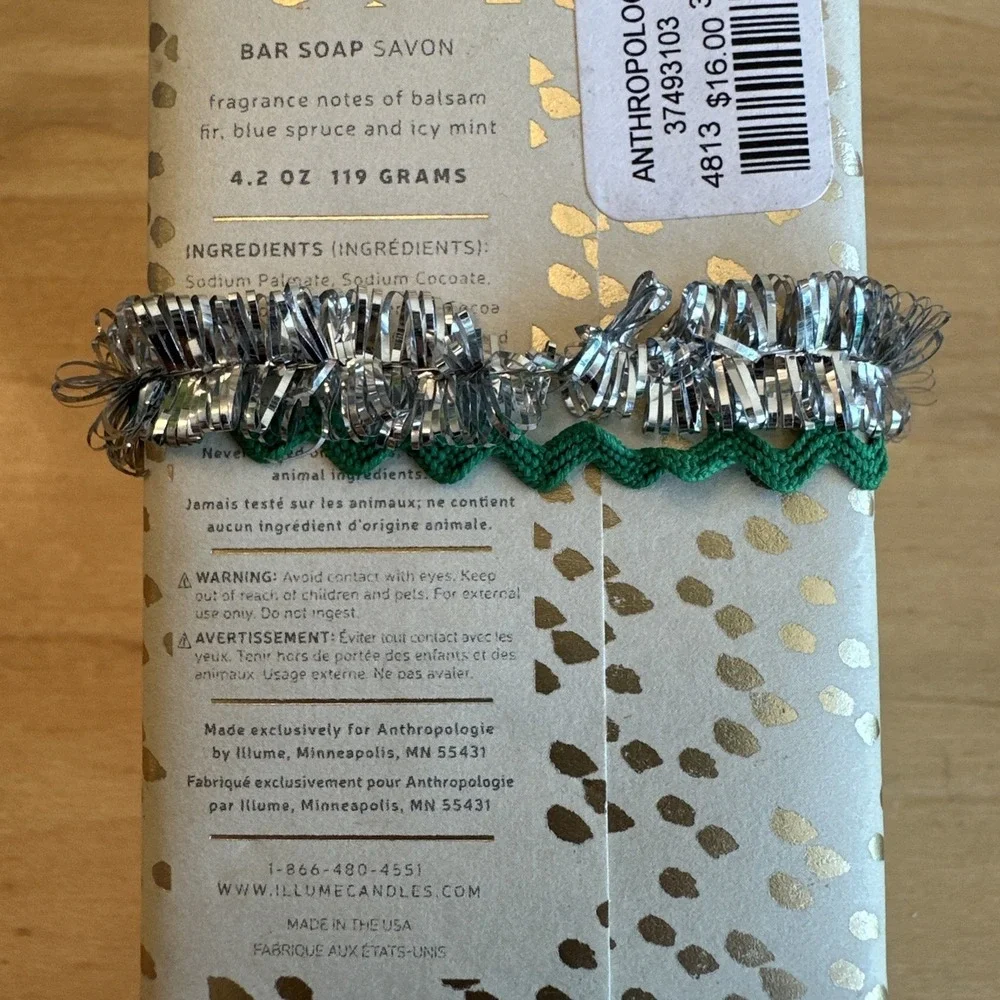 Anthropologie Bar‎ Soap By Illume Candle Co Balsam, Blue Spruce, Icy Mint, Fir